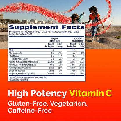 Emergen-C Kidz Crystals, Sparkly Strawberry, Immune Support Supplement with Vitamin C, B Vitamins, Zinc and Manganese - 28 Stick Packs