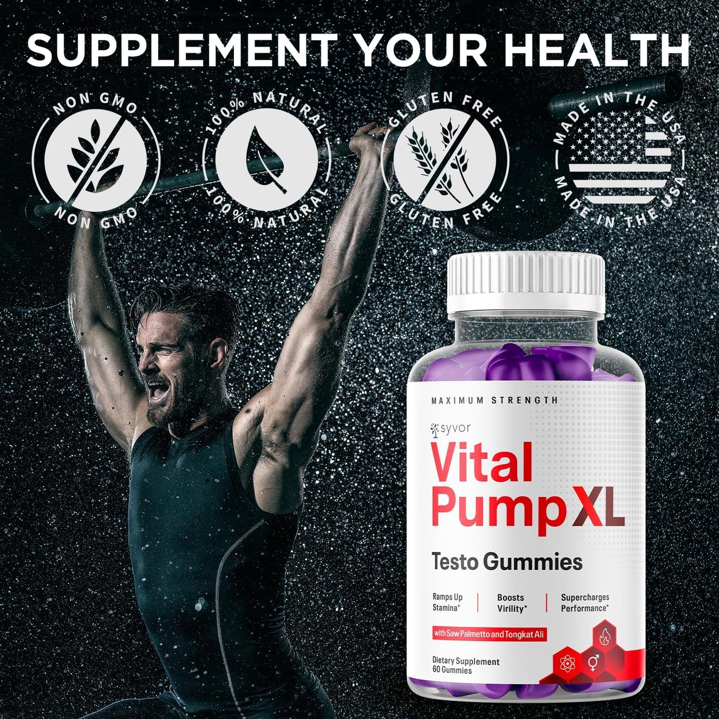 Vital Pump XL Testo Gummies, Official Vital Pump XL Male Performance Gummys with All Natural Ingredients, Advanced Supplement with Maximum Strength Vitamins for Your Active Lifestyle (60 Gummies) - görsel 6