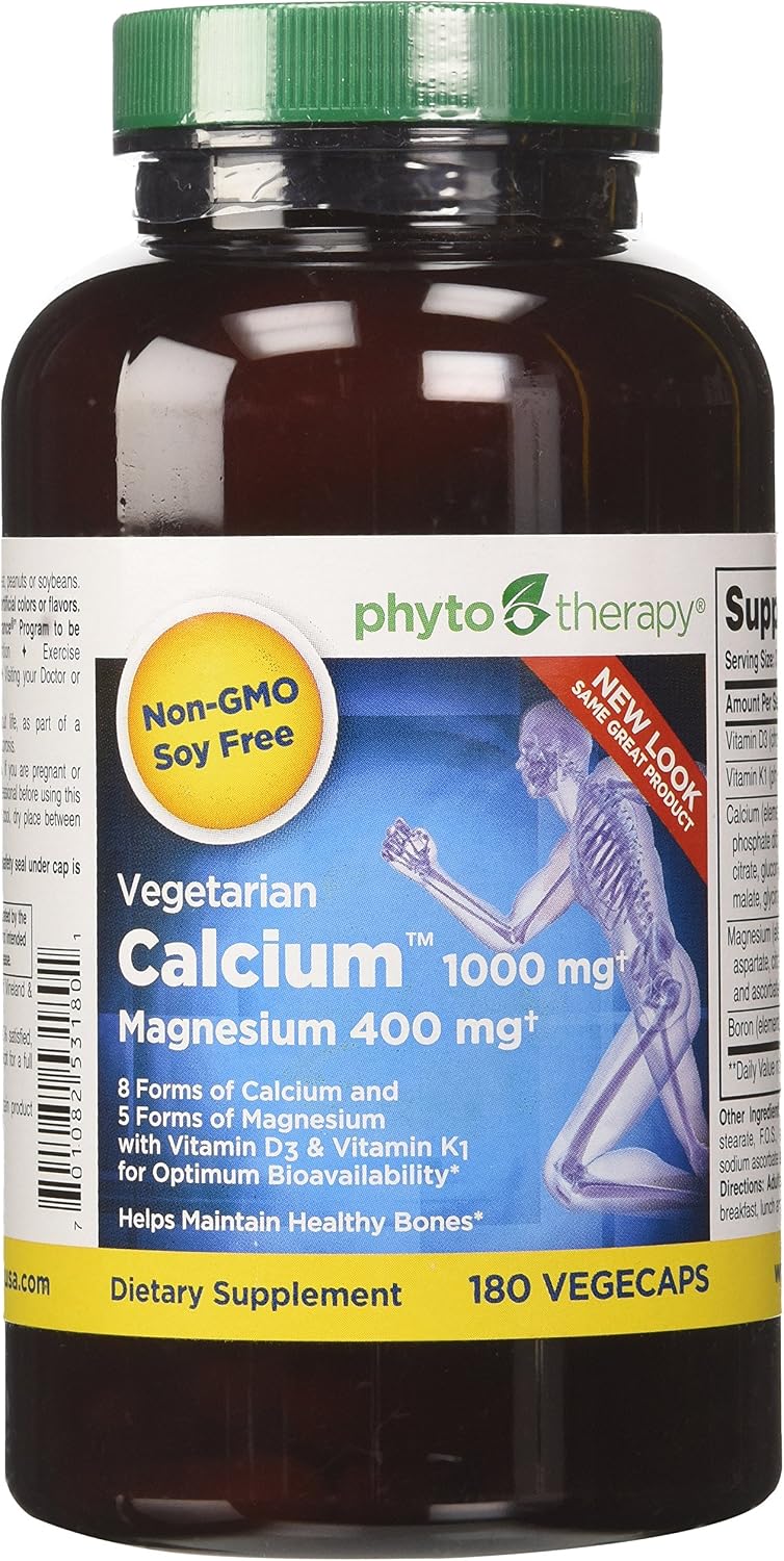 Phyto-Therapy Vegetarian Calcium with Magnesium, 180 Capsules - görsel 1