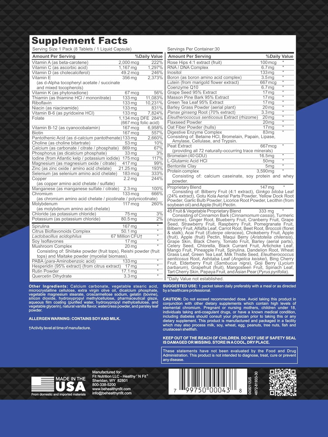 Healthy 'N Fit Super-Nutri Pack (30 Packets) – Mega Potency Multivitamin with Amino Acids & Minerals - görsel 5