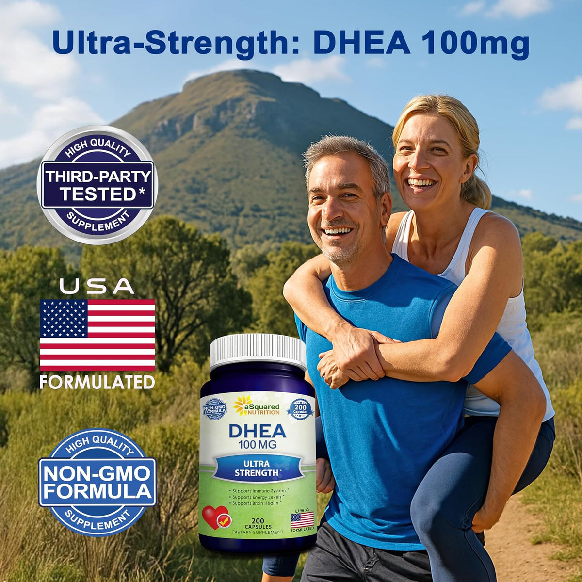 DHEA 100mg Supplement – 200 Capsules – High Potency Dehydroepiandrosterone for Men and Women - görsel 2