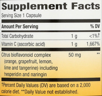 Nature's Way Extra Strength Vitamin C with Bioflavonoids - 1,000 mg, 100 Vegan Capsules