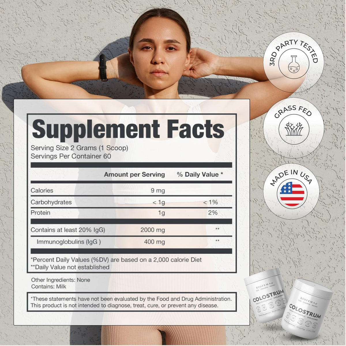 BIOFEMA Bovine Colostrum Supplement – Nature's Superfood for Gut Health, Immune Support, Physical Recovery, Skin, Hair & Nail Health - görsel 2