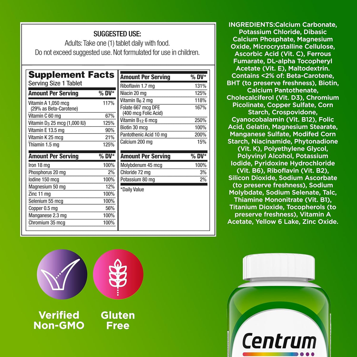 Centrum Adult Multivitamin/Multimineral Food Supplement – 200 Tablets - görsel 8