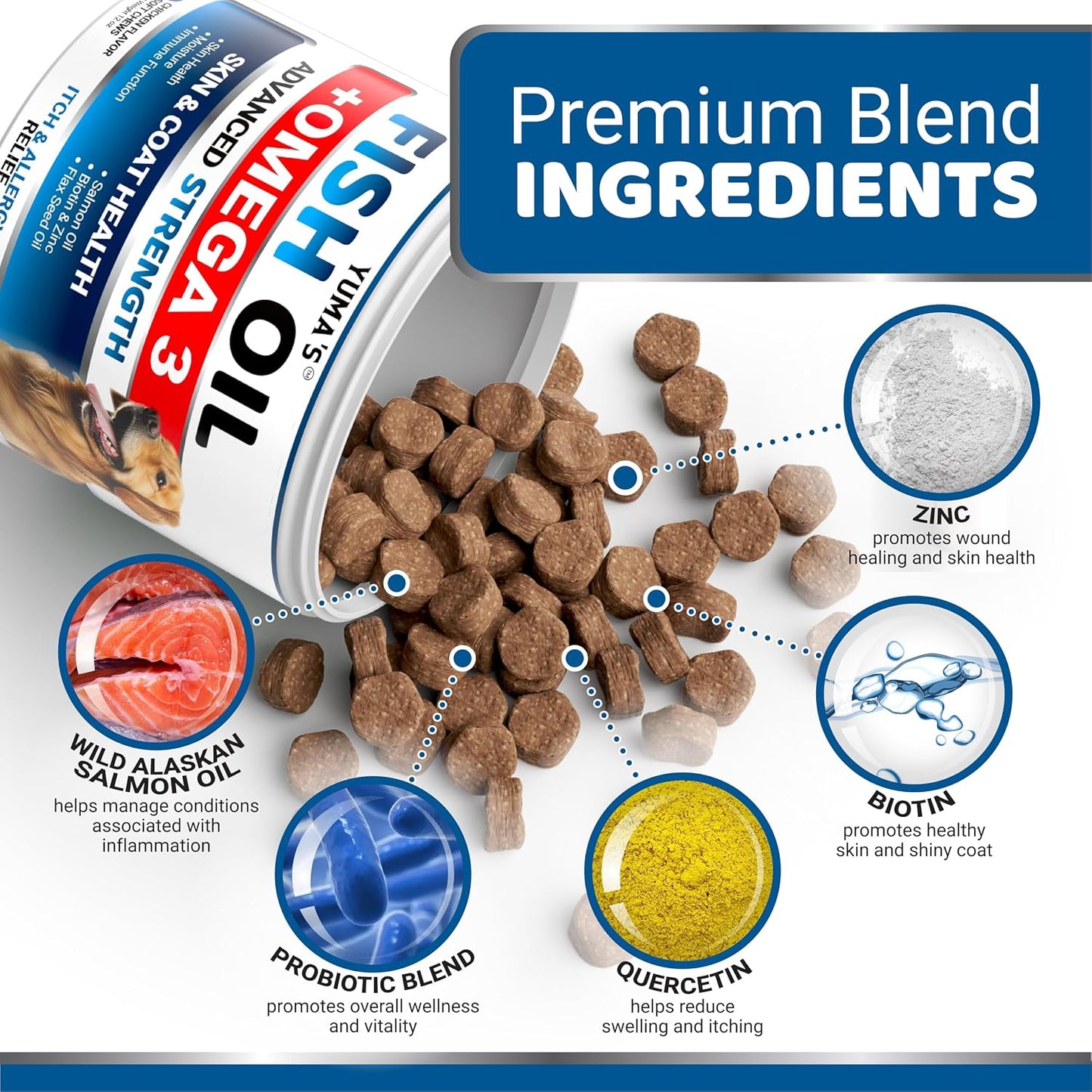 Omega 3 Fish Oil for Dogs - 170 Chews - Skin and Coat Supplement - Omega 3 for Dogs - Dry & Itchy Skin Relief Treatment - Allergy Support Dog Anti Shedding Treats - Salmon - EPA & DHA - Chicken Flavour - görsel 3