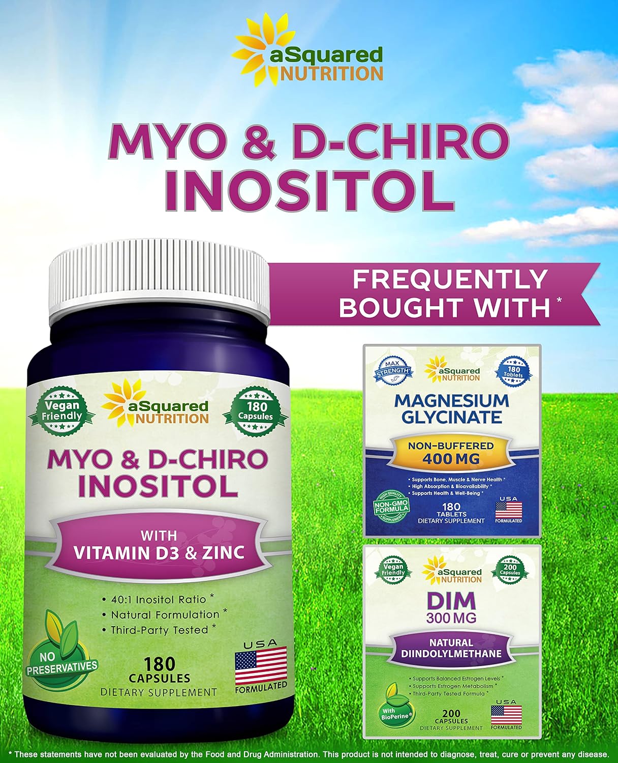 aSquared Nutrition Myo-Inositol & D-Chiro Inositol Supplement - 40:1 Ratio with Vitamin D3 and Zinc - 180 Capsules - görsel 9