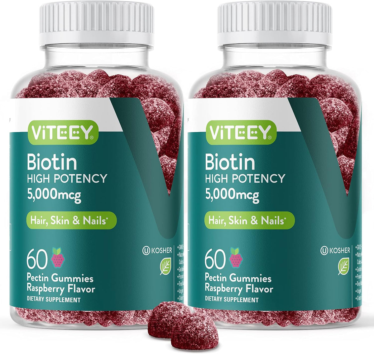 Viteey Biotin Gummies 5000 mcg – Hair, Skin and Nails Support (120 Gummies) - görsel 1