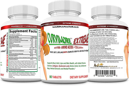 CURVIMORE Extreme 5-in-1 Body Enhancement Supplement with Herbal Extracts and Vitamins – 90 Tablets