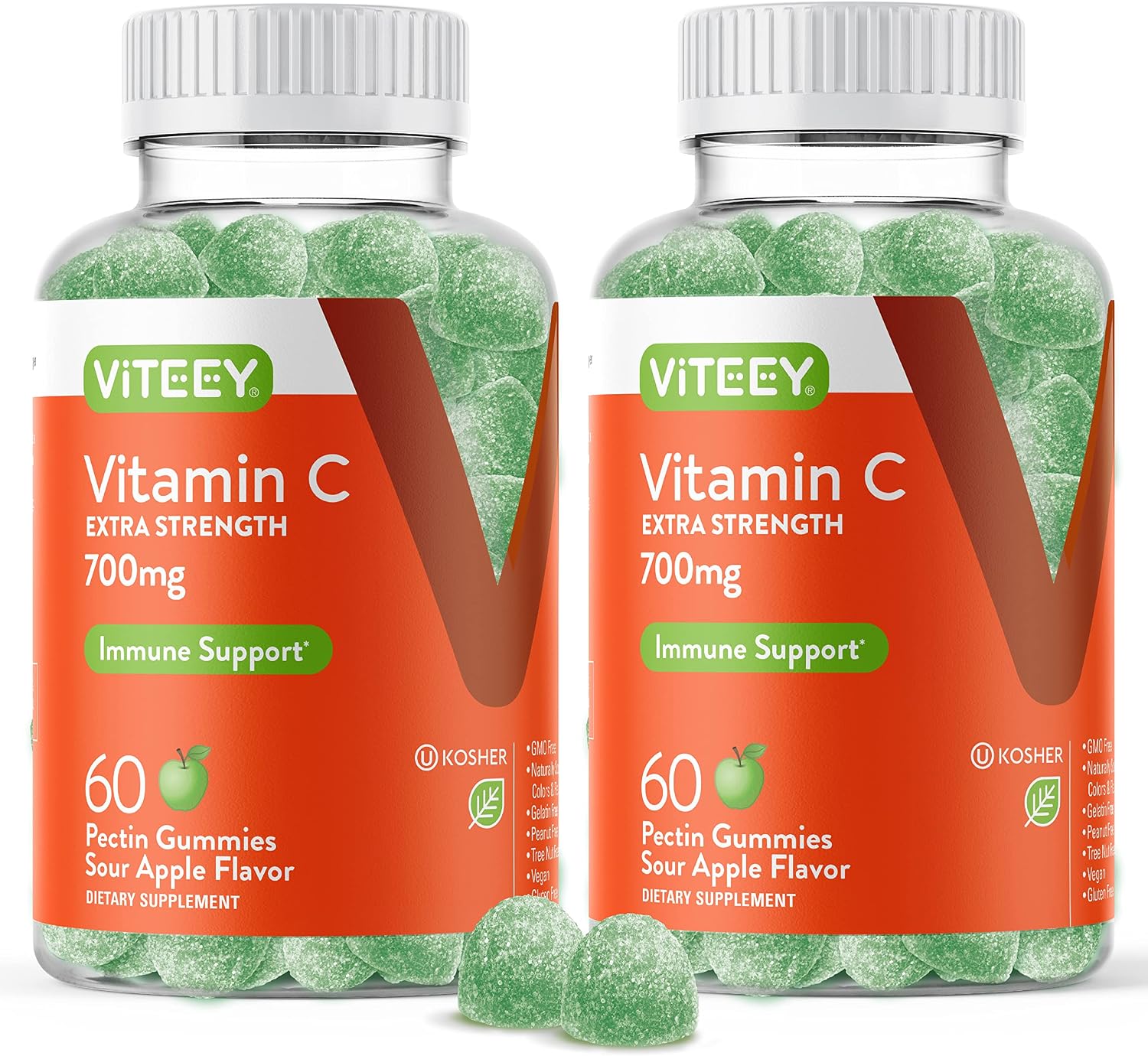 Viteey Vitamin C Gummies for Adults - 700mg - Vegan and Gluten-free - 120 Chewables - görsel 1