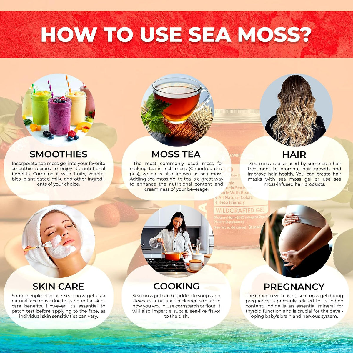Strawberry Sea Moss Gel – Wildcrafted Irish Sea Moss Superfood, 283 g - görsel 8