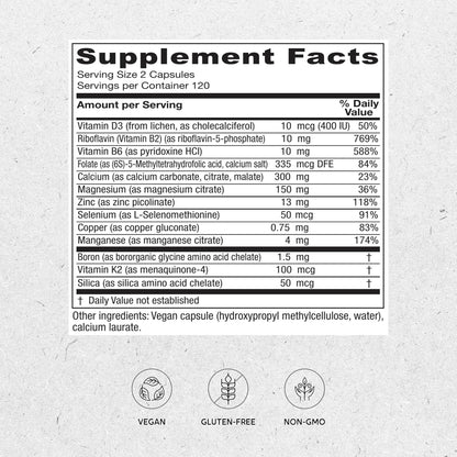 Vitanica OsteoBlend Bone Support, Vegan, 240 Capsules