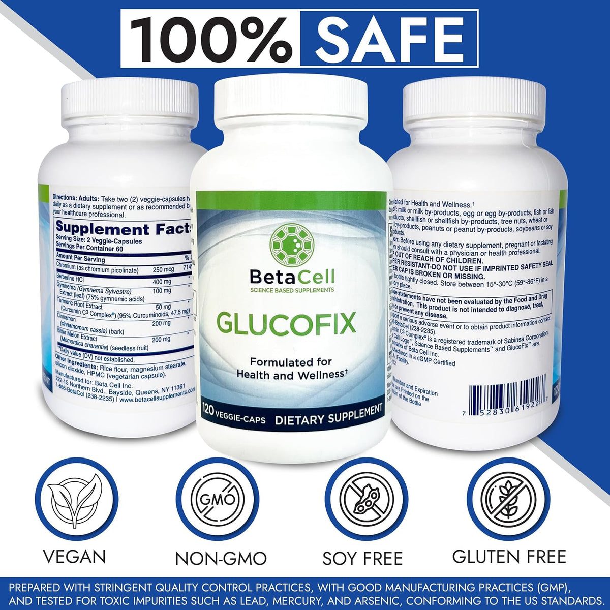 Glucofix Blood Sugar Support Supplement – Advanced Berberine Supplement with Ceylon Cinnamon, Turmeric & Bitter Melon – 120 Capsules - görsel 7