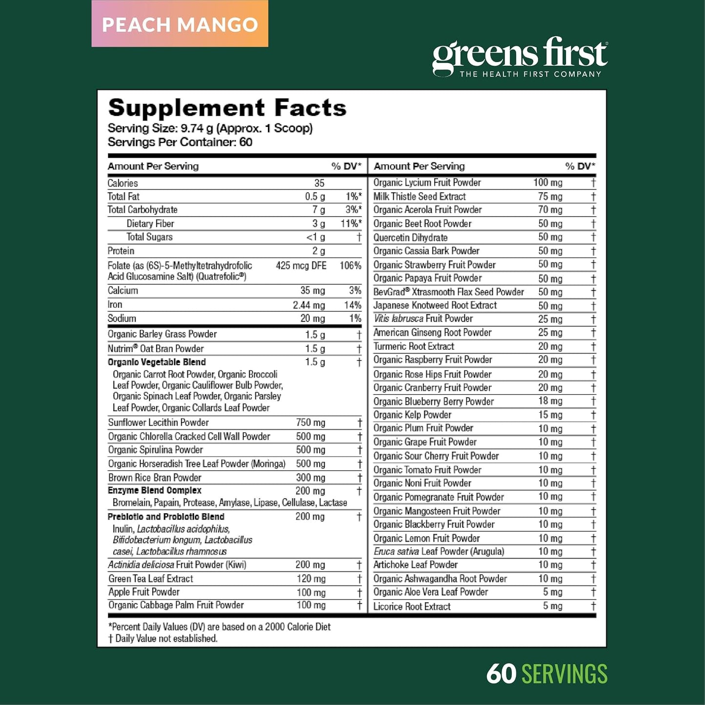 Greens First Original Greens Powder - Peach Mango, 60 Servings - görsel 9