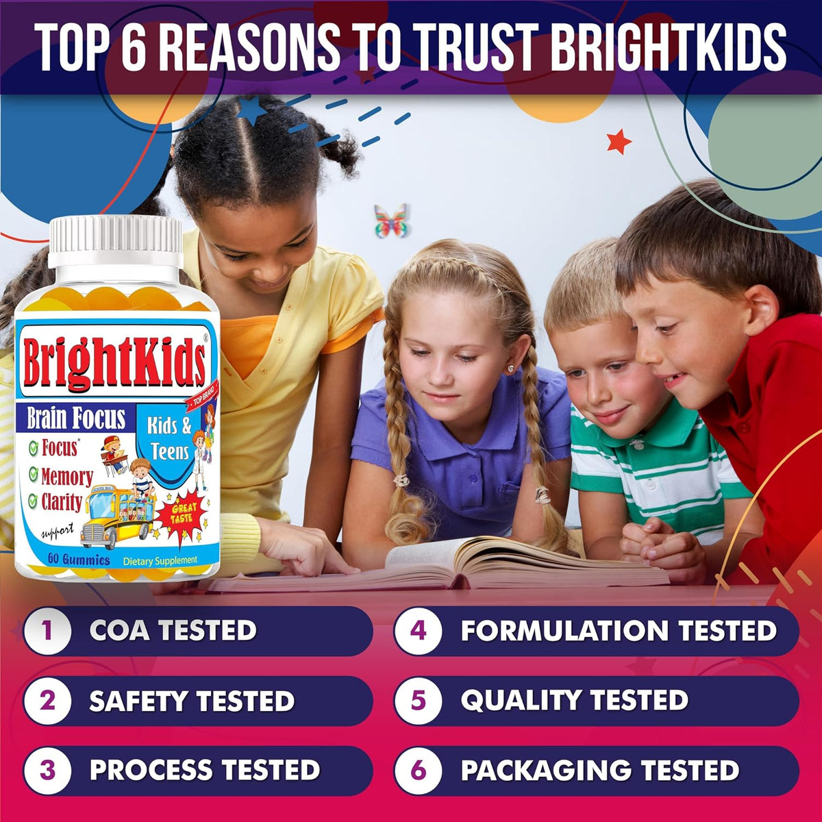BrightKids Focus Gummies – Omega 3 DHA Brain Vitamins for Children & Teens - görsel 5