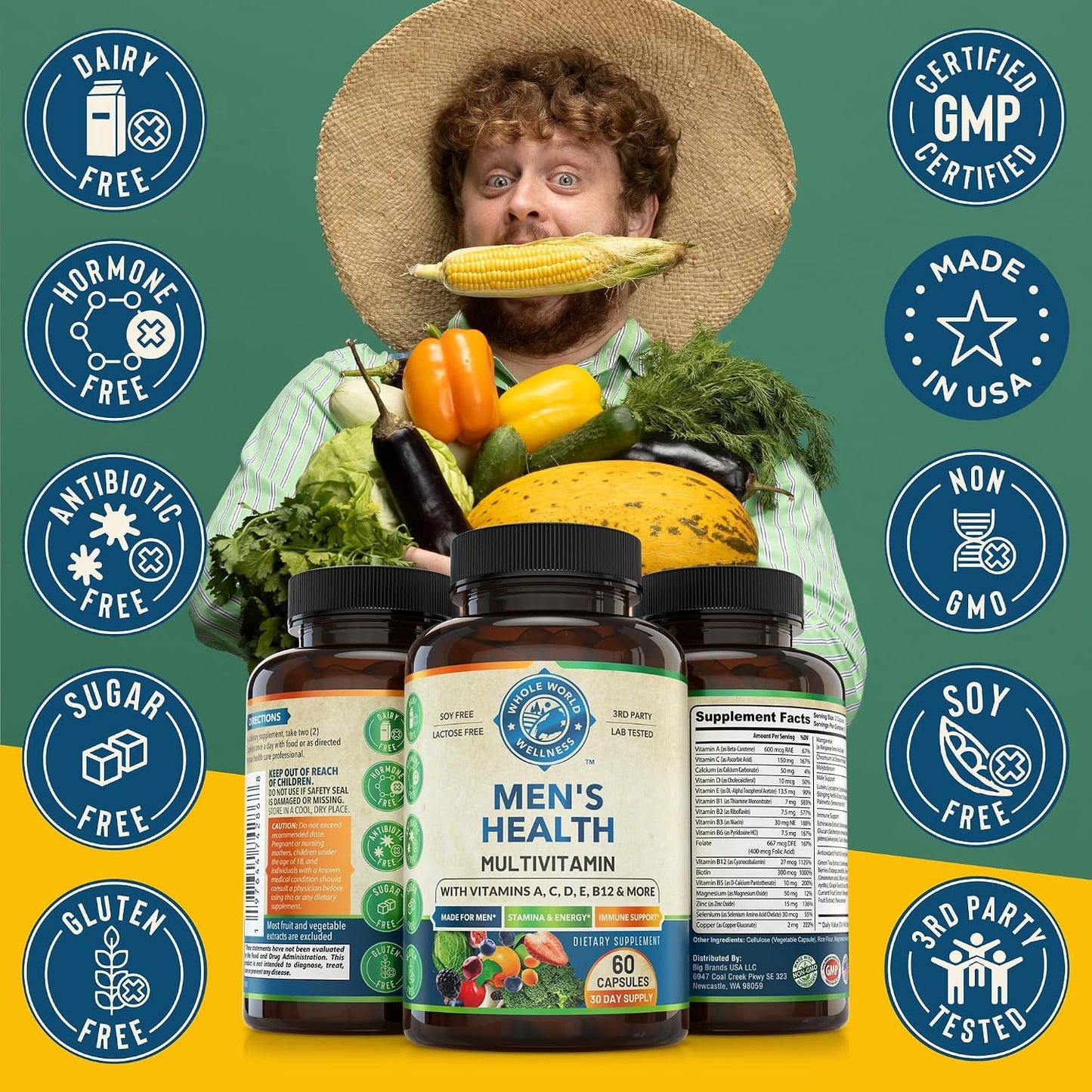 Whole World Wellness Men's Daily Multivitamin Multimineral Supplement - Energy, Focus and Stamina - görsel 7