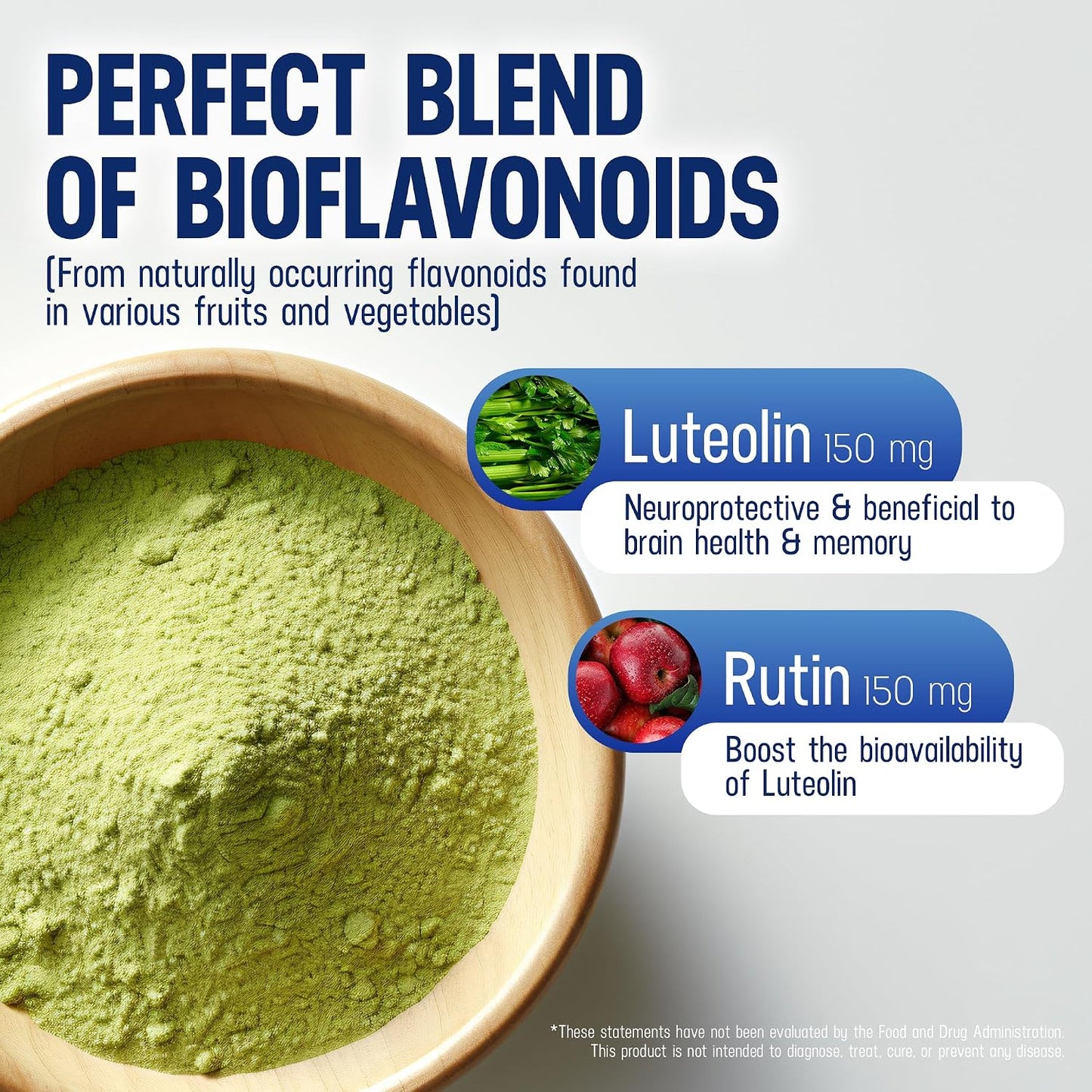 Lutimax Luteolin Complex Powder with Rutin - Nootropic Brain Supplement for Memory, Focus, and Immune Support (100 Servings) - görsel 4