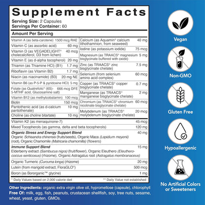 Patient One Multi Essentials Plus - Multivitamin Supplement for Men and Women - 120 Capsules