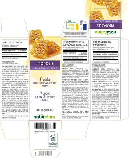 Naturalma Propolis (Propolis) Resin Alcohol-Free Tincture - 120 ml Liquid Extract in Drops - Dietary Supplement
