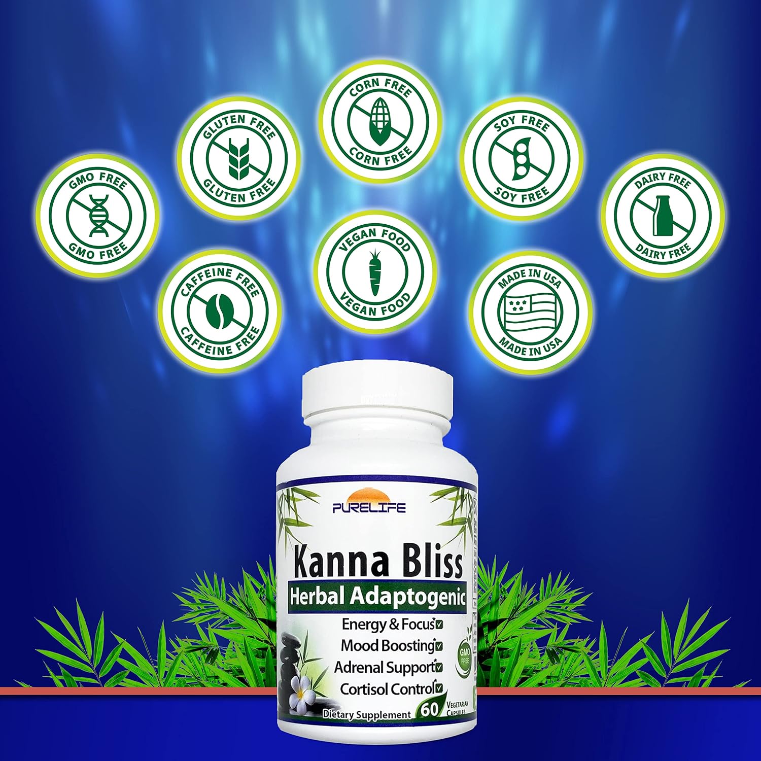 Kanna Bliss - Herbal Adaptogen Supplement (60 Vegetarian Capsules) - görsel 5