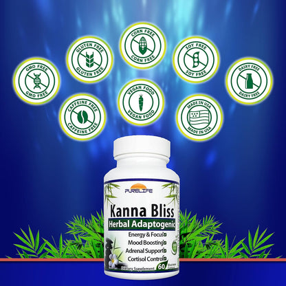 Kanna Bliss - Herbal Adaptogen Supplement (60 Vegetarian Capsules)