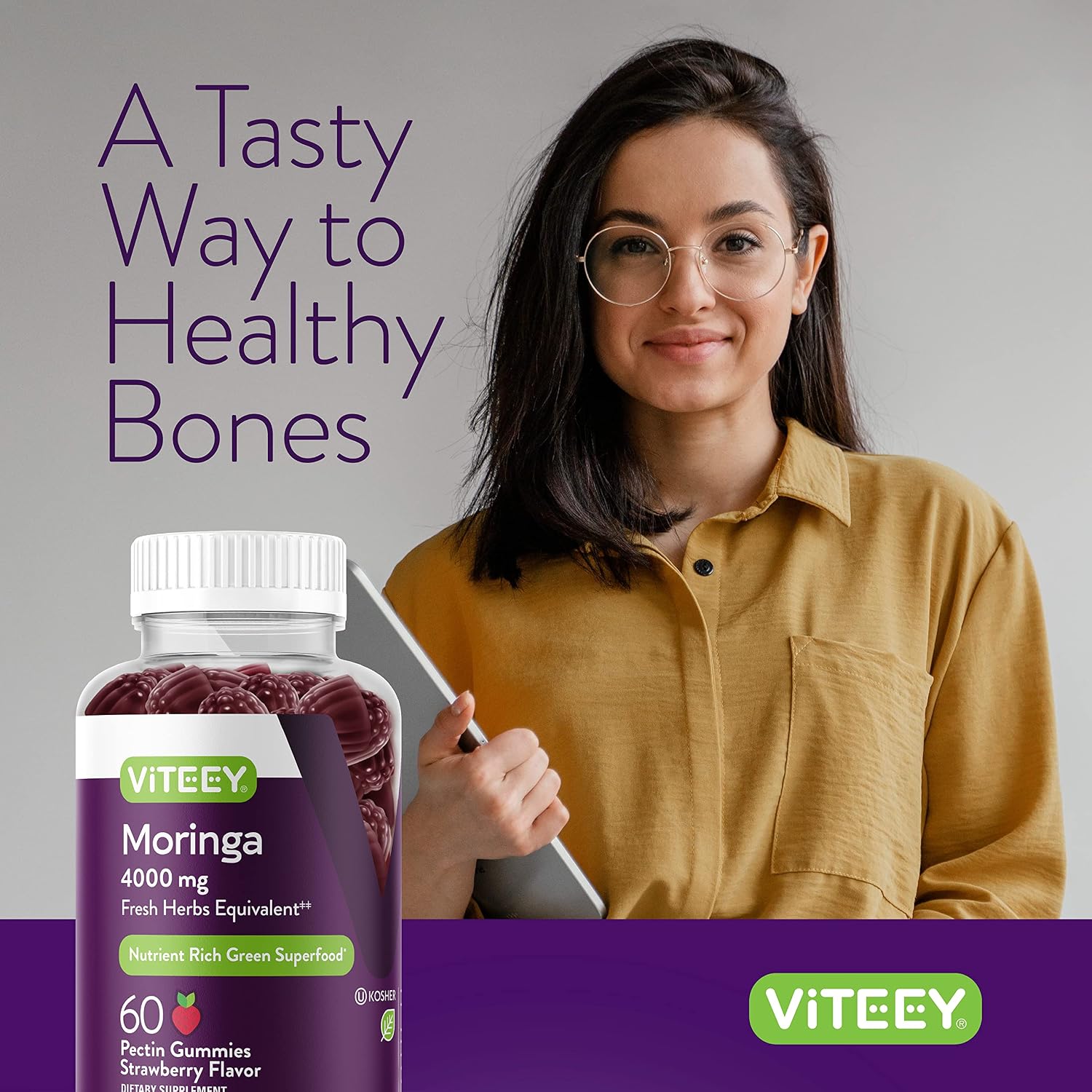 Viteey Moringa Gummies - 4000mg (10:1 Extract) - Super Greens Supplement - 60 Gummies - görsel 6