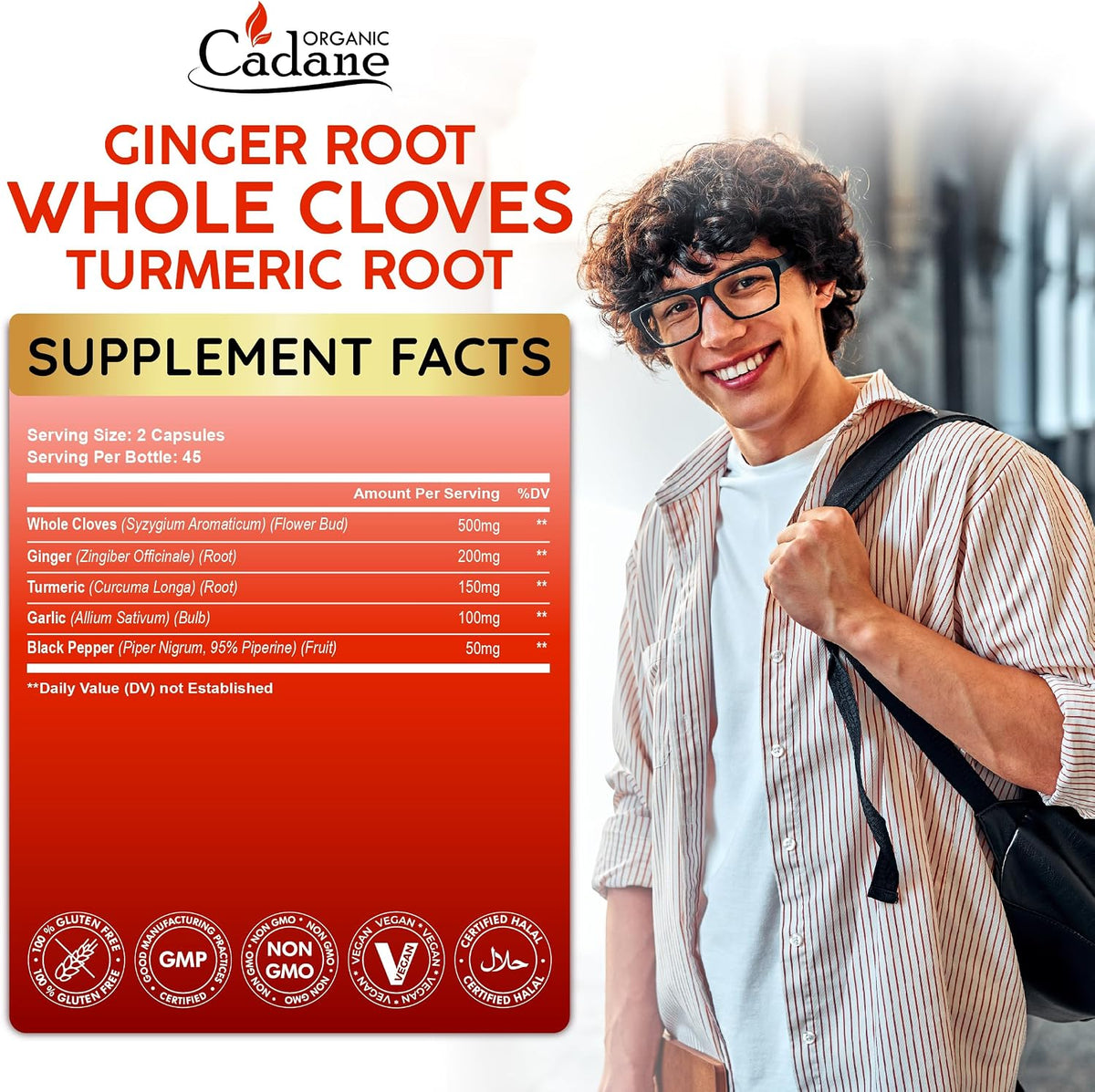 Cadane 5in1 Whole Cloves Herbal Blend – Digestive & Immune Support – Non-GMO, Vegan – 90 Capsules - görsel 2