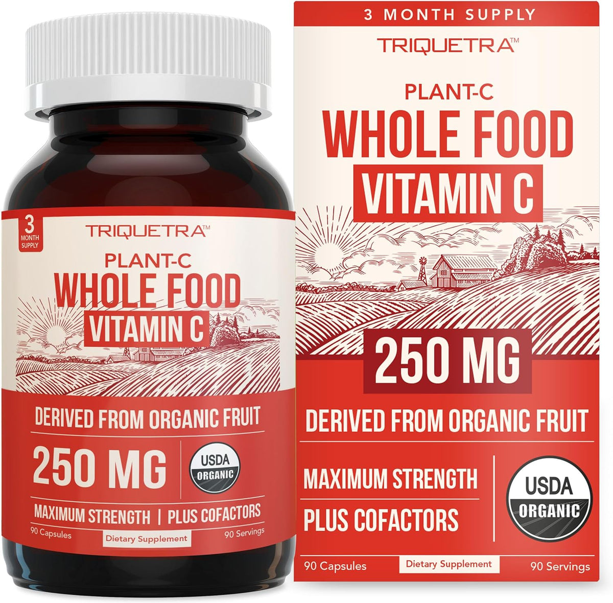 Organic Vitamin C - Whole Food from Fruit with Absorption Cofactors, 250 mg, 90 Capsules - görsel 1