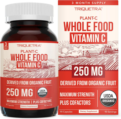 Organic Vitamin C - Whole Food from Fruit with Absorption Cofactors, 250 mg, 90 Capsules