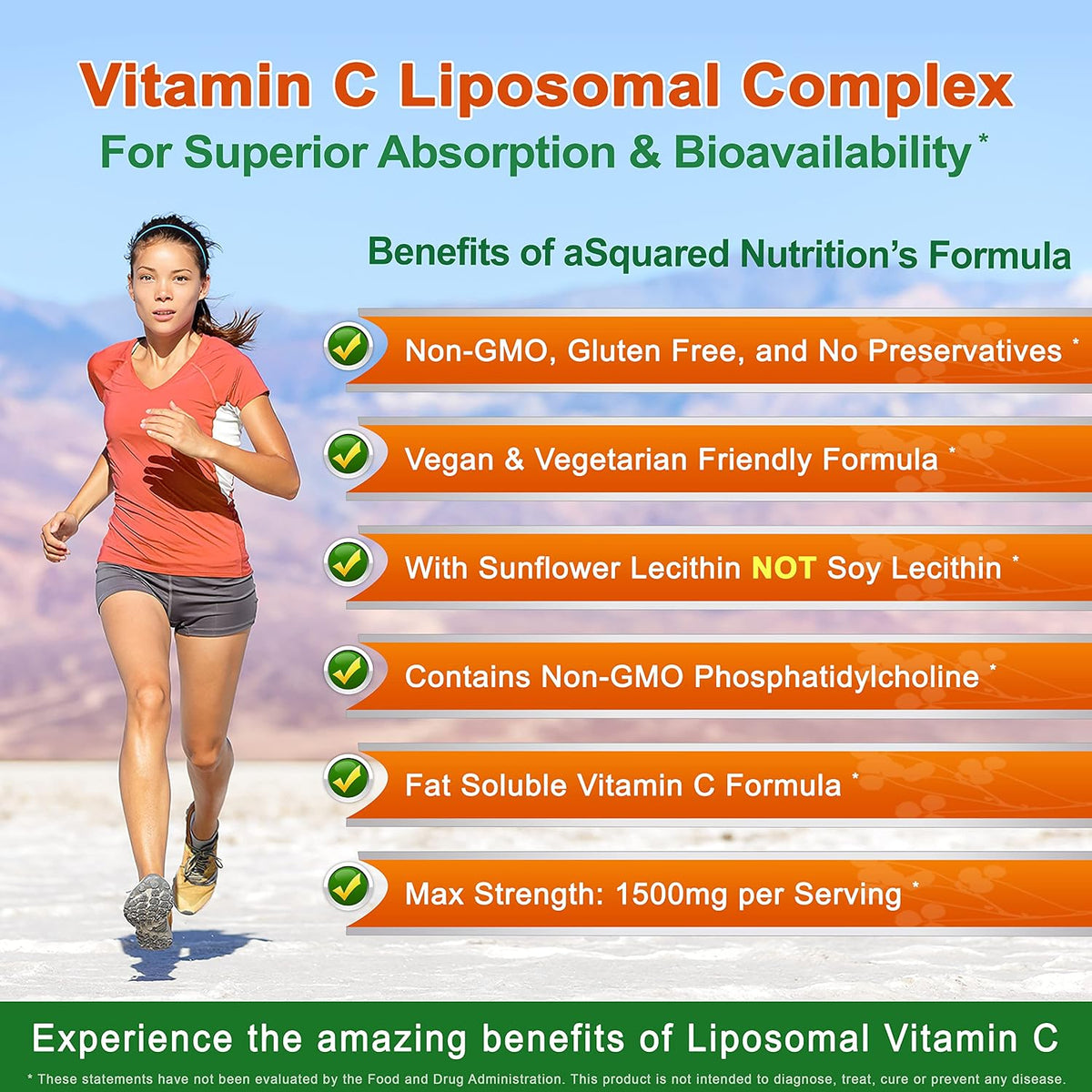 aSquared Nutrition Vitamin C Liposomal Complex - 1500mg - 180 Capsules - High Absorption Supplement - görsel 3