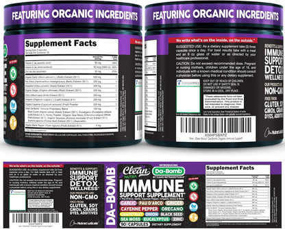 Organic Immune Support with Pau d'Arco, Garlic, Cayenne, Oregano & More - Clean Nutra