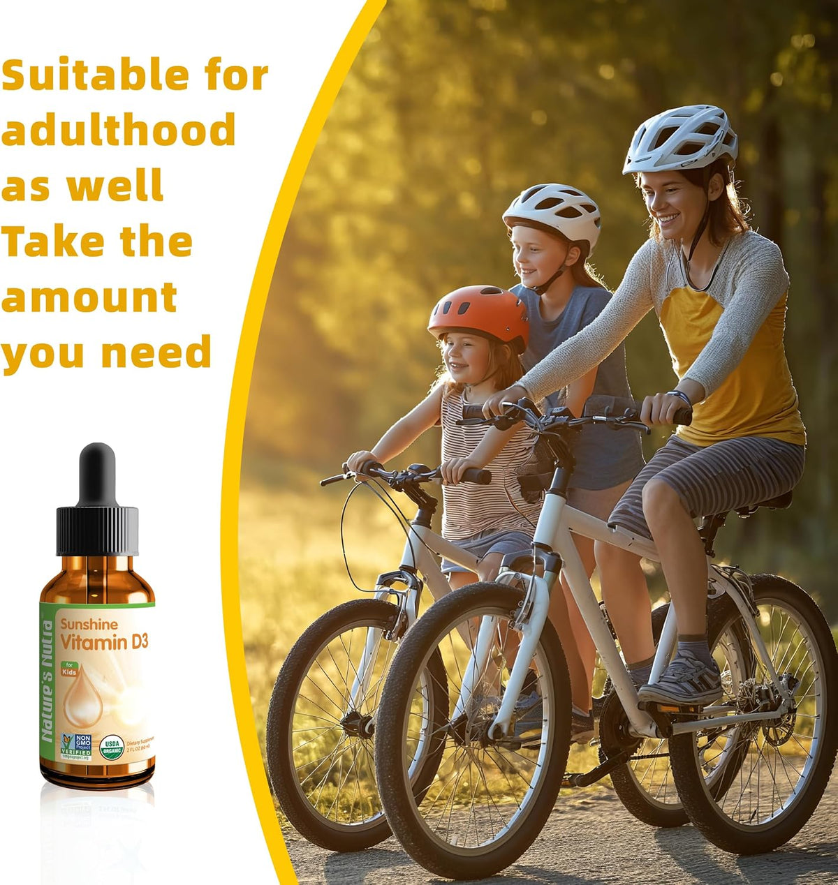 Nature's Nutra Sunshine Vitamin D3 400 IU Liquid Drops for Infants & Kids - Non-GMO, Plant Extract - görsel 7