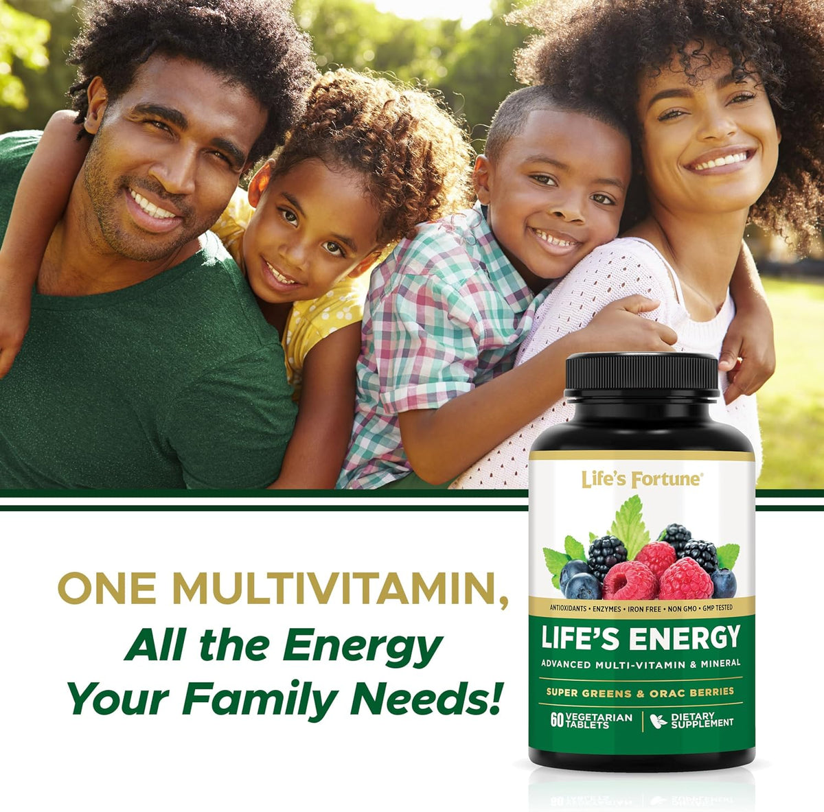 Life's Energy Advanced Daily Multivitamin with Super Greens – Iron Free, Vegetarian, 60 Tablets - görsel 5