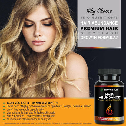 TRIO NUTRITION Hair Abundance - Biotin – Collagen: A vital structural protein that supports skin elasticity and – Image 2