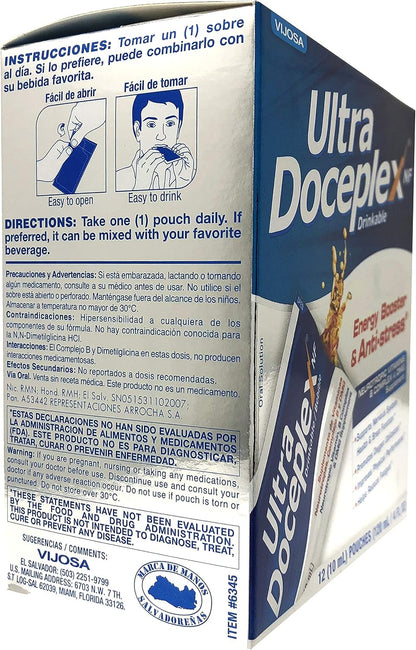 VIJOSA Ultra Doceplex Energy Pouches - Liquid B Complex, 12 Sachets
