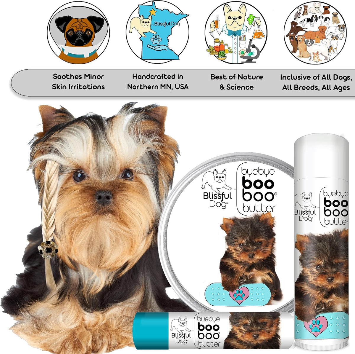 The Blissful Dog 2 oz (56 g) Tin Yorkshire Terrier Booboo Butter - görsel 5