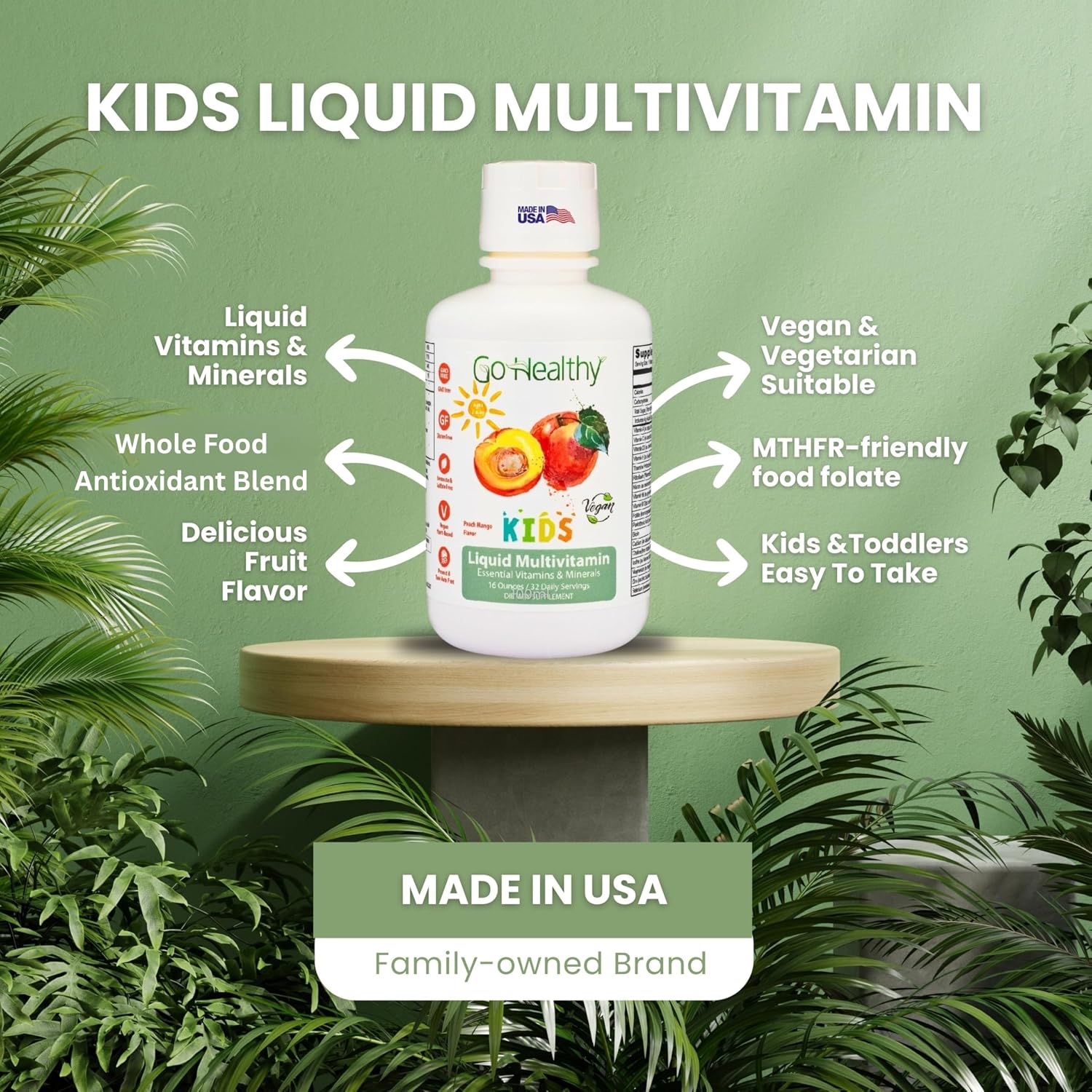 Go Healthy Kids Liquid Multivitamin - Peach Mango - 30-60 servings - görsel 7