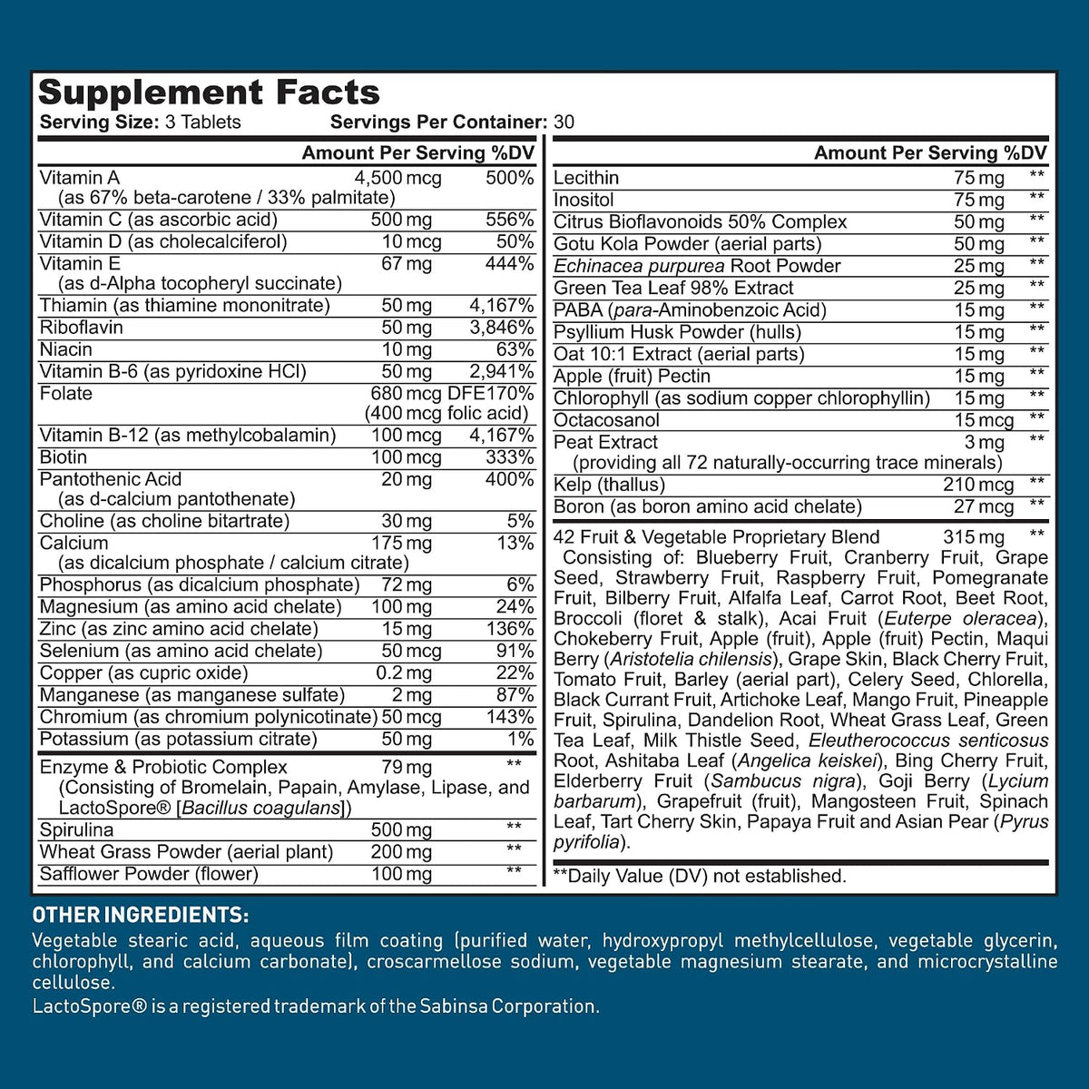 Dr. Tobias Adult Multivitamin for Women & Men – Immune Supporting Vitamins from 42 Fruits, Vegetables, Plus Probiotics, Vegan, Non-GMO (90 Tablets) - görsel 6