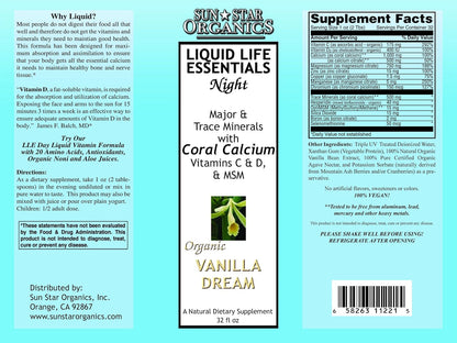 Sun Star Organics Liquid Life Essentials Night Formula Vanilla Liquid Supplement