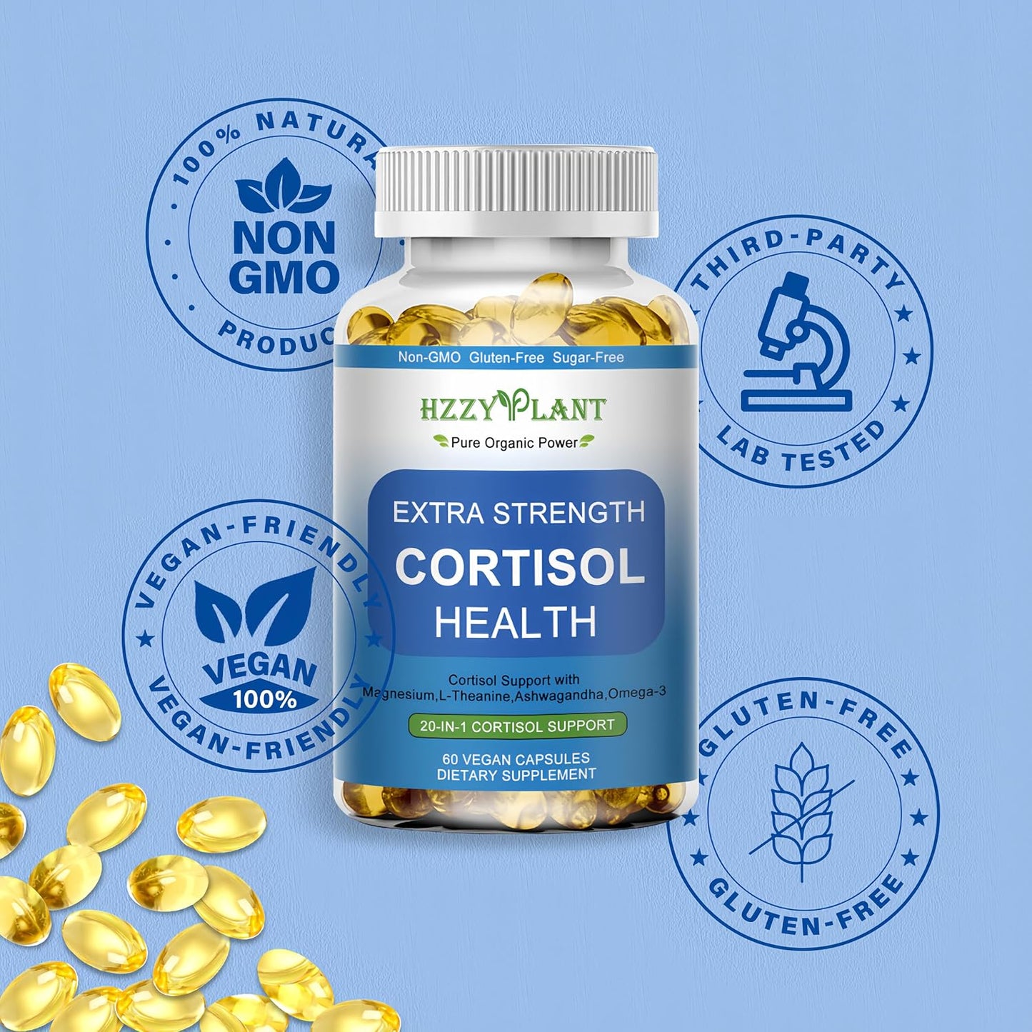 HZZYPLANT Cortisol Support Soft gel capsules with Ashwagandha, L-Theanine and Magnesium - görsel 6