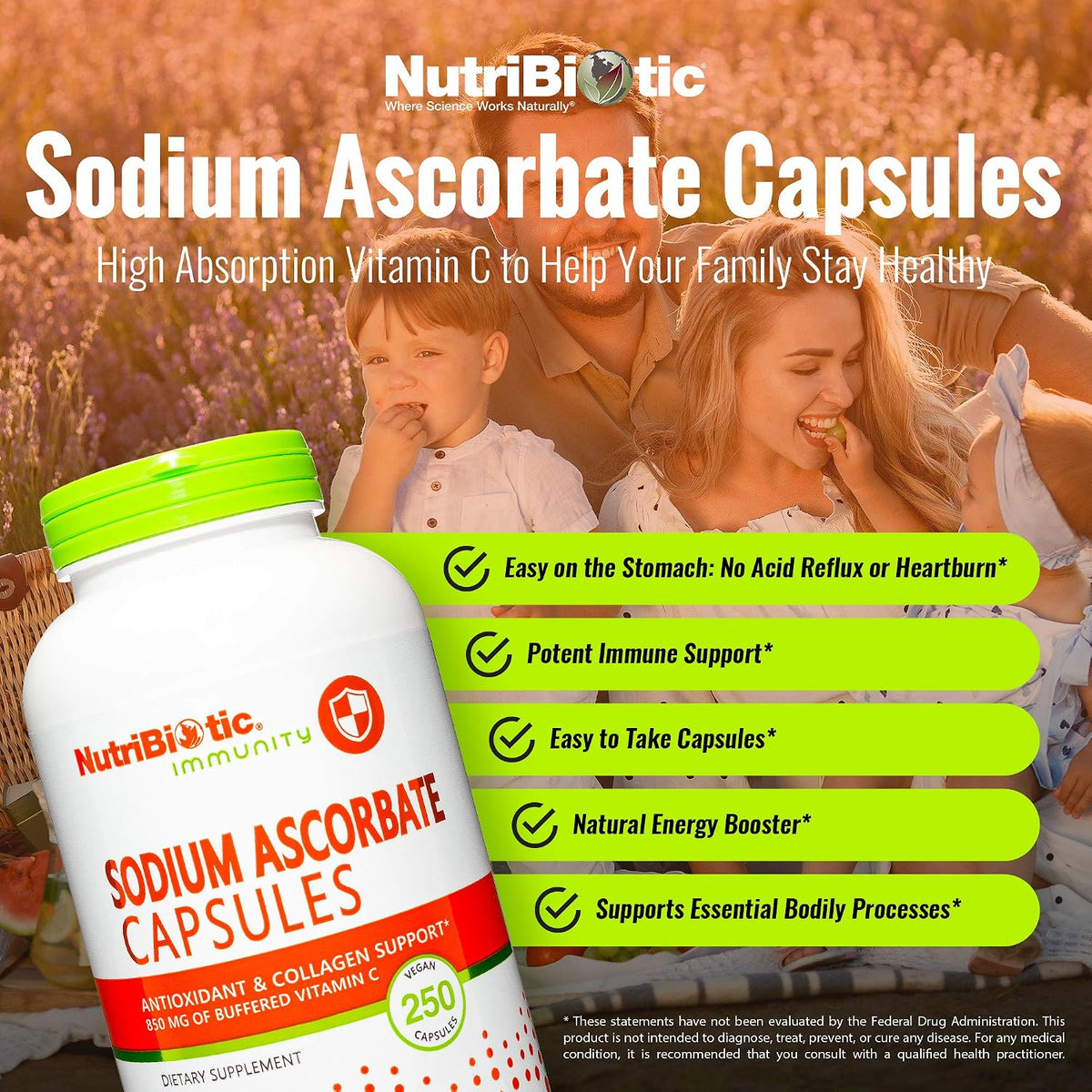 NutriBiotic Sodium Ascorbate Buffered Vitamin C Capsules, 250 Capsules - görsel 2