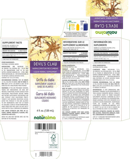 Naturalma Devil's Claw (Harpagophytum procumbens) Root Alcohol-Free Tincture - 120 ml