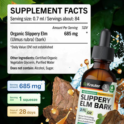 Slippery Elm Bark Tincture – Pure Liquid Drops for Digestive & Respiratory Health