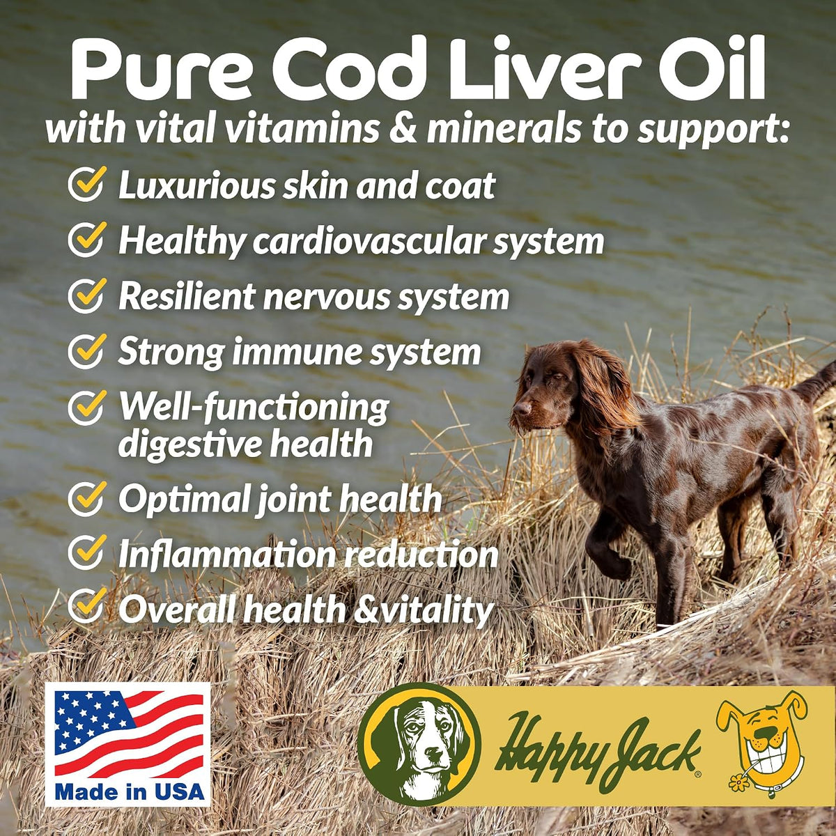 Cod Liver Fish Oil for Dogs, 16 fl oz (473 ml) | Skin & Coat Supplement, Brain, Eyes, Bones, Hip, Joint, Heart, Immune Health, Energy Booster, Omega 3 with EPA, DHA, Vitamins A, D - görsel 2