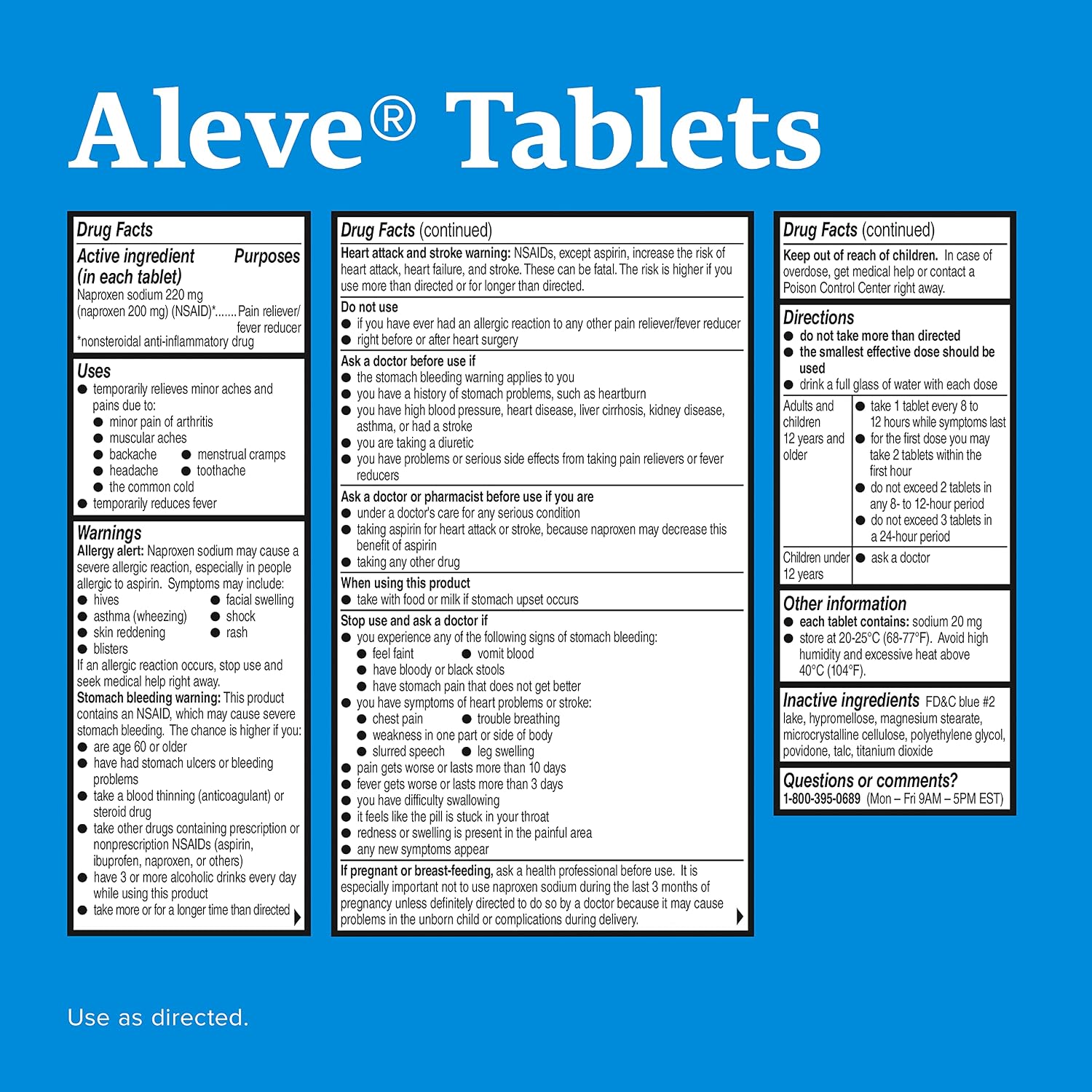 Aleve Naproxen Sodium 220 mg Pain Relief Tablets, 200 Count (Pack of 2) - görsel 2