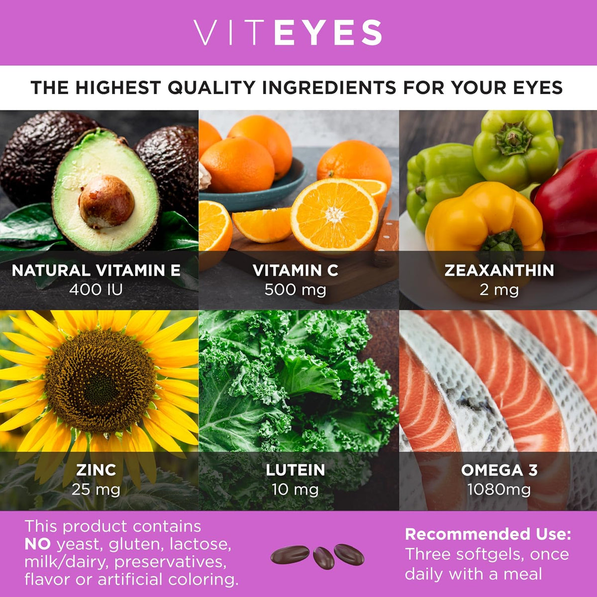 Viteyes AREDS 2 + Omega-3 Macular Health Formula Softgels, Triple Strength Omega-3, 90 Softgels - görsel 3