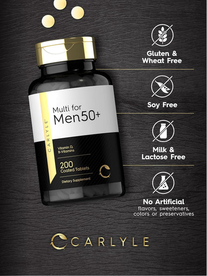 Carlyle Multivitamin for Men 50+ – 200 Caplets – with B Vitamins, Vitamin D, Magnesium & Zinc – Non-GM, Gluten-free Supplement