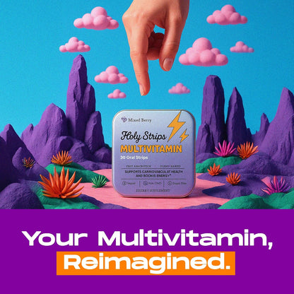 Holy Strips Multivitamin Dissolvable Oral Supplement Strips, Sugar Free, High Absorption, Gluten-free, Individually Wrapped, 30 Count