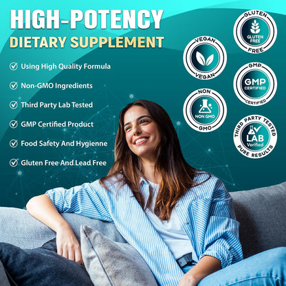 Organic Cadane Nicotinamide Riboside Food Supplement with Rhodiola Rosea, Ashwagandha & Green Tea – 60 Capsules