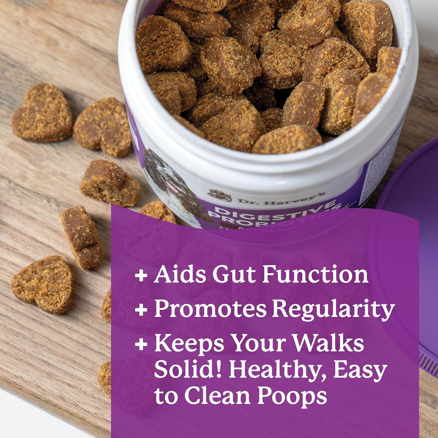 Dr. Harvey's Digestive Probiotic Soft Chews for Dogs, 9 Probiotics for Gut Health, Peanut Butter Flavour (90 Chews) - görsel 3