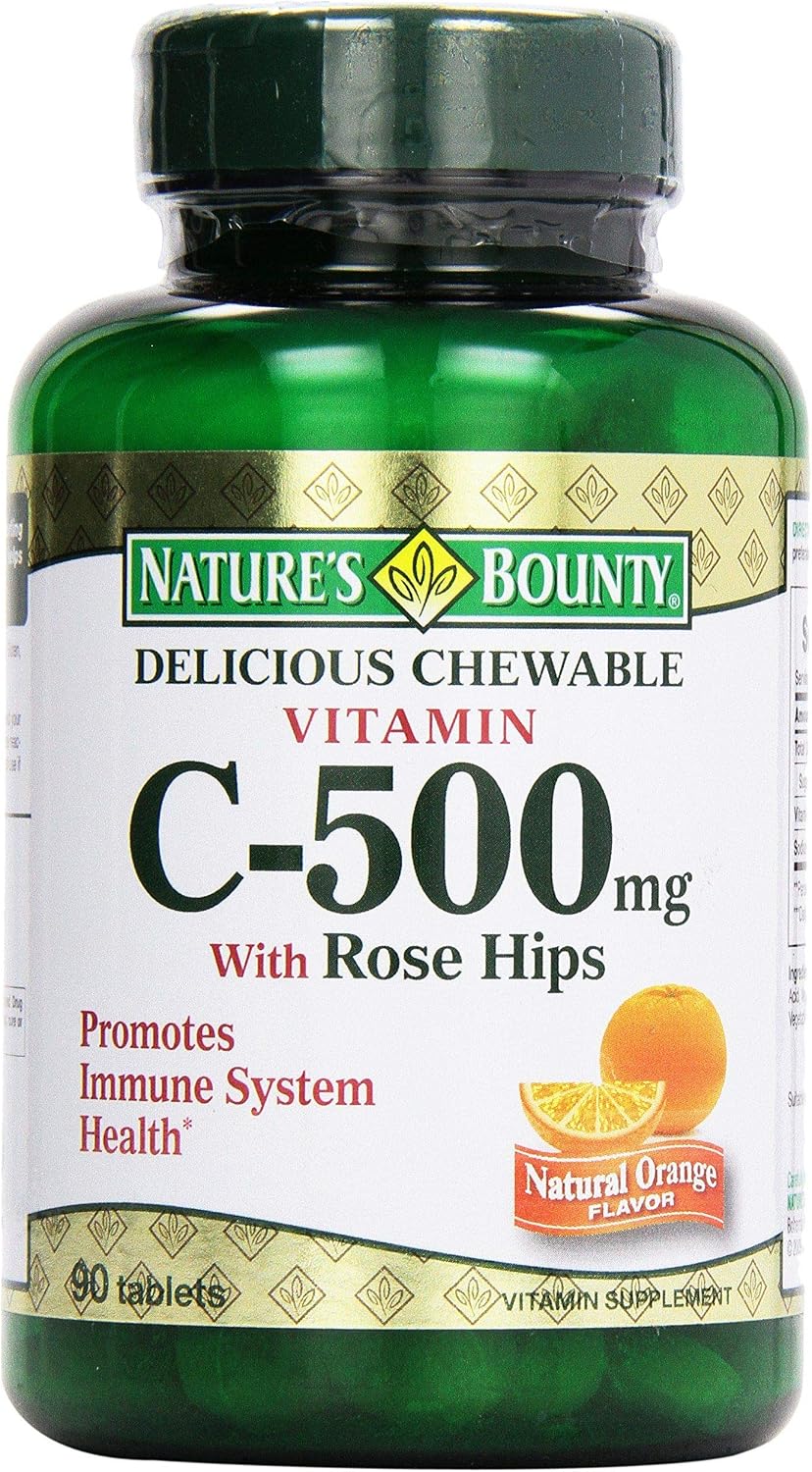 Nature's Bounty C-500 mg Delicious Chewable w/ Rose Hips Tablets, 90 ct - görsel 1
